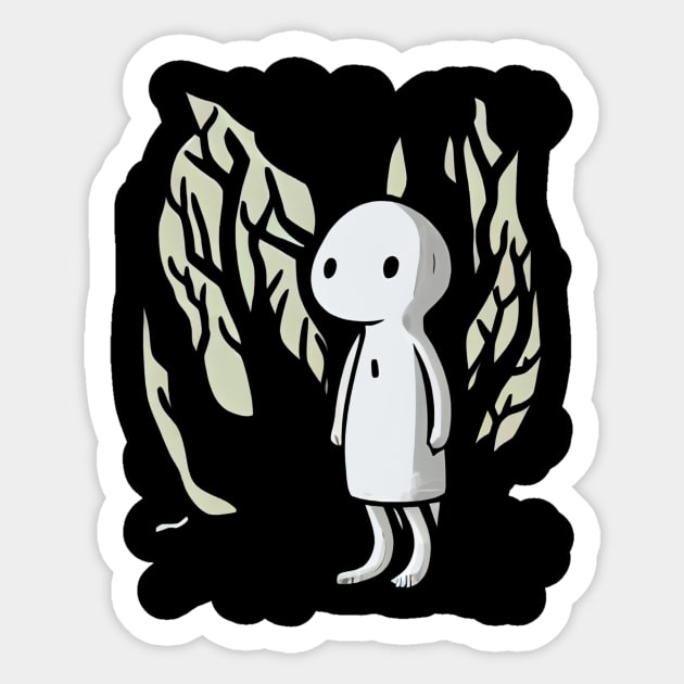 Kodama Japan Spirit Ghost in dense forest Sticker by KOTOdesign